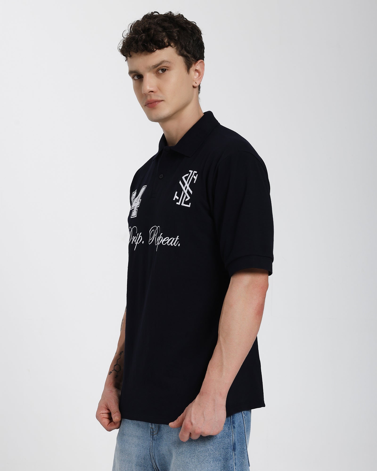 Oversized Polo T-shirt-Black