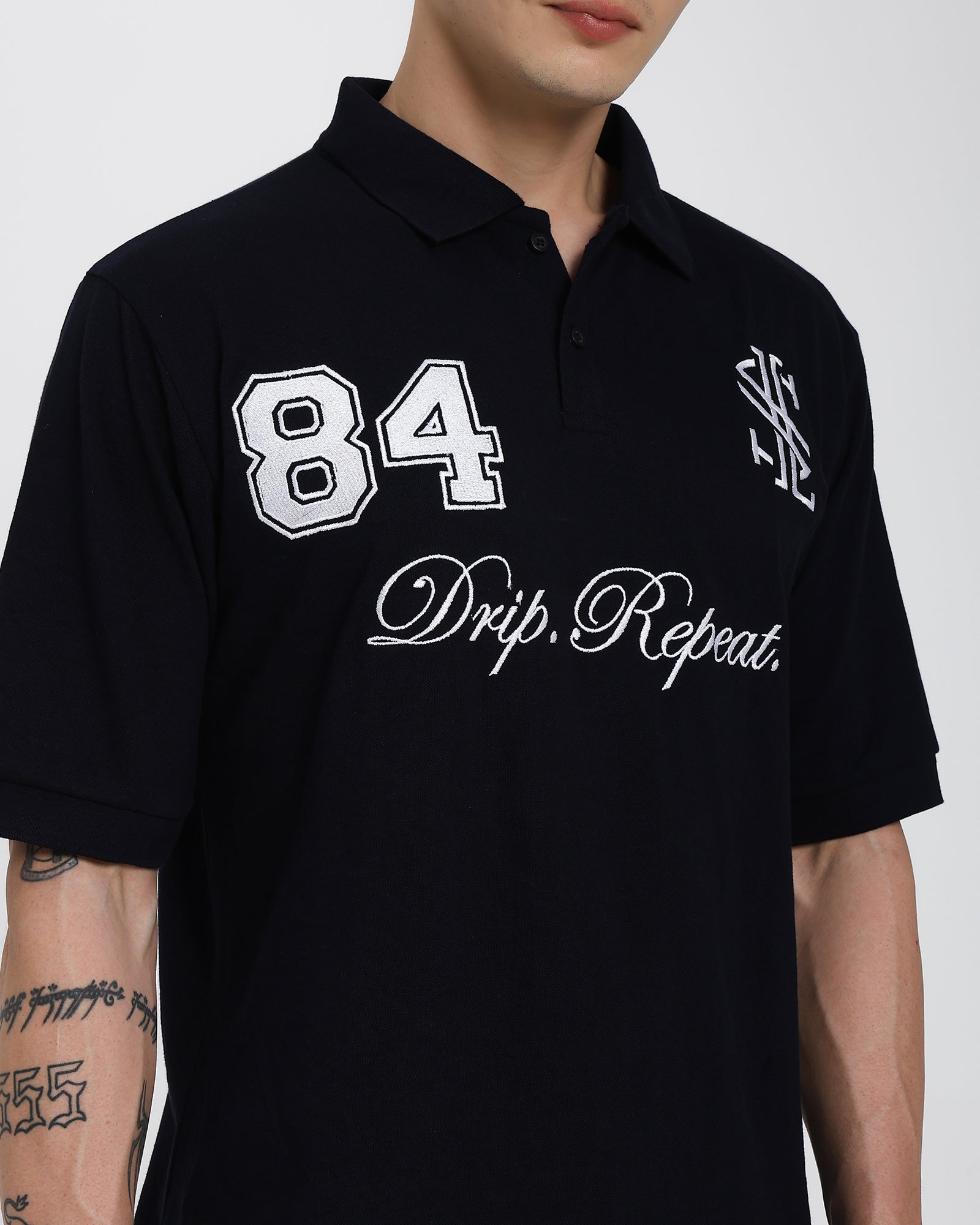 Oversized Polo T-shirt-Black