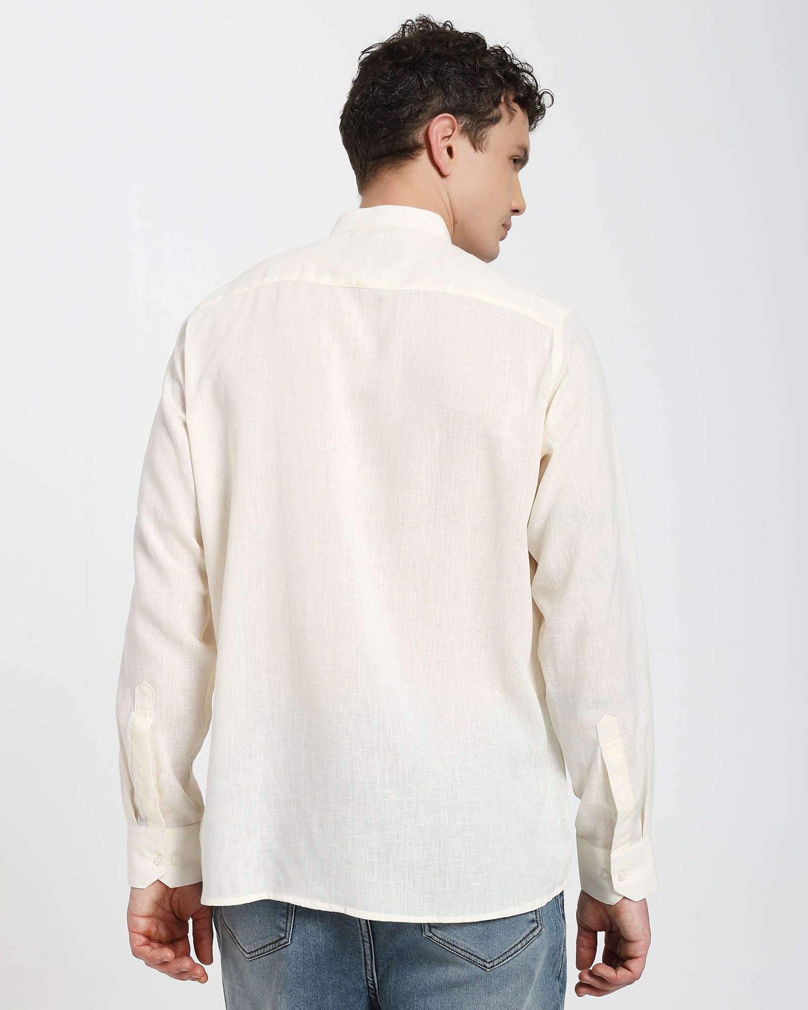 Mandarin collar shirt-Off White