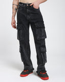 Cargo jeans-Charcoal Black
