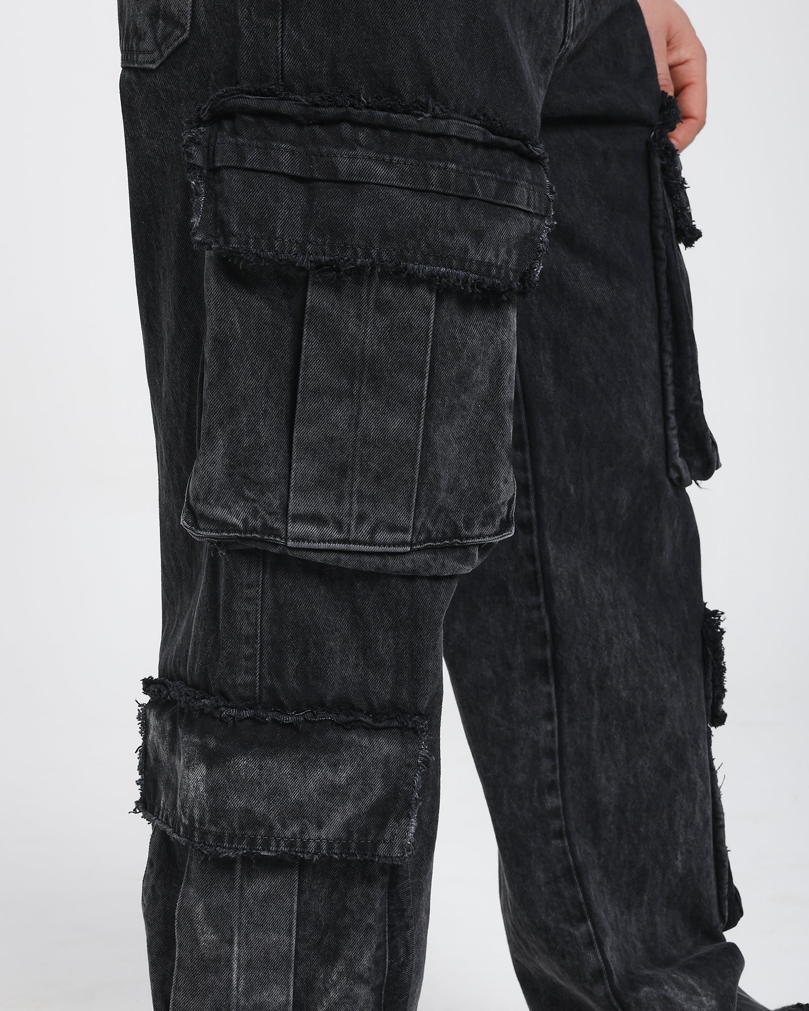 Cargo jeans-Charcoal Black