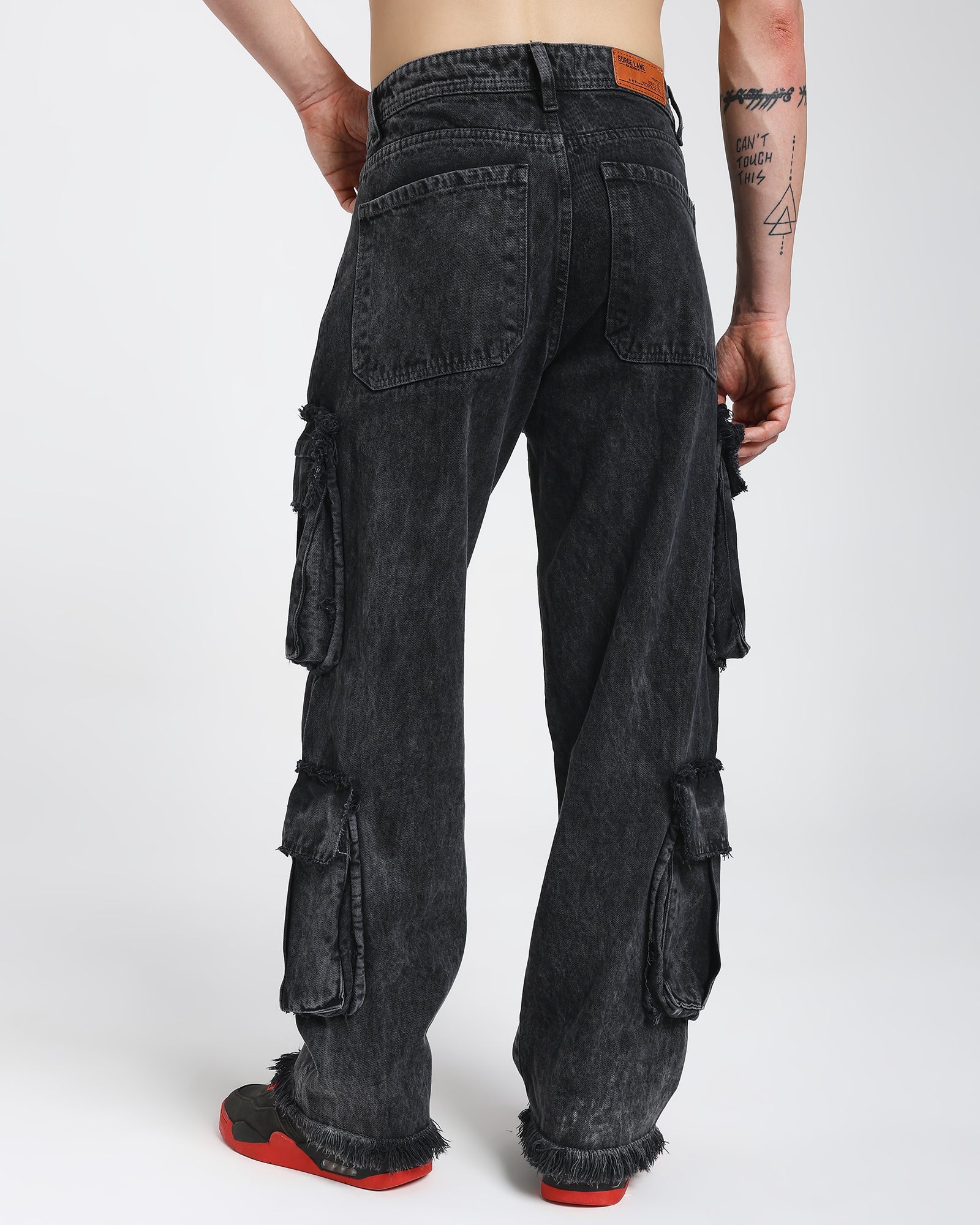 Cargo jeans-Charcoal Black