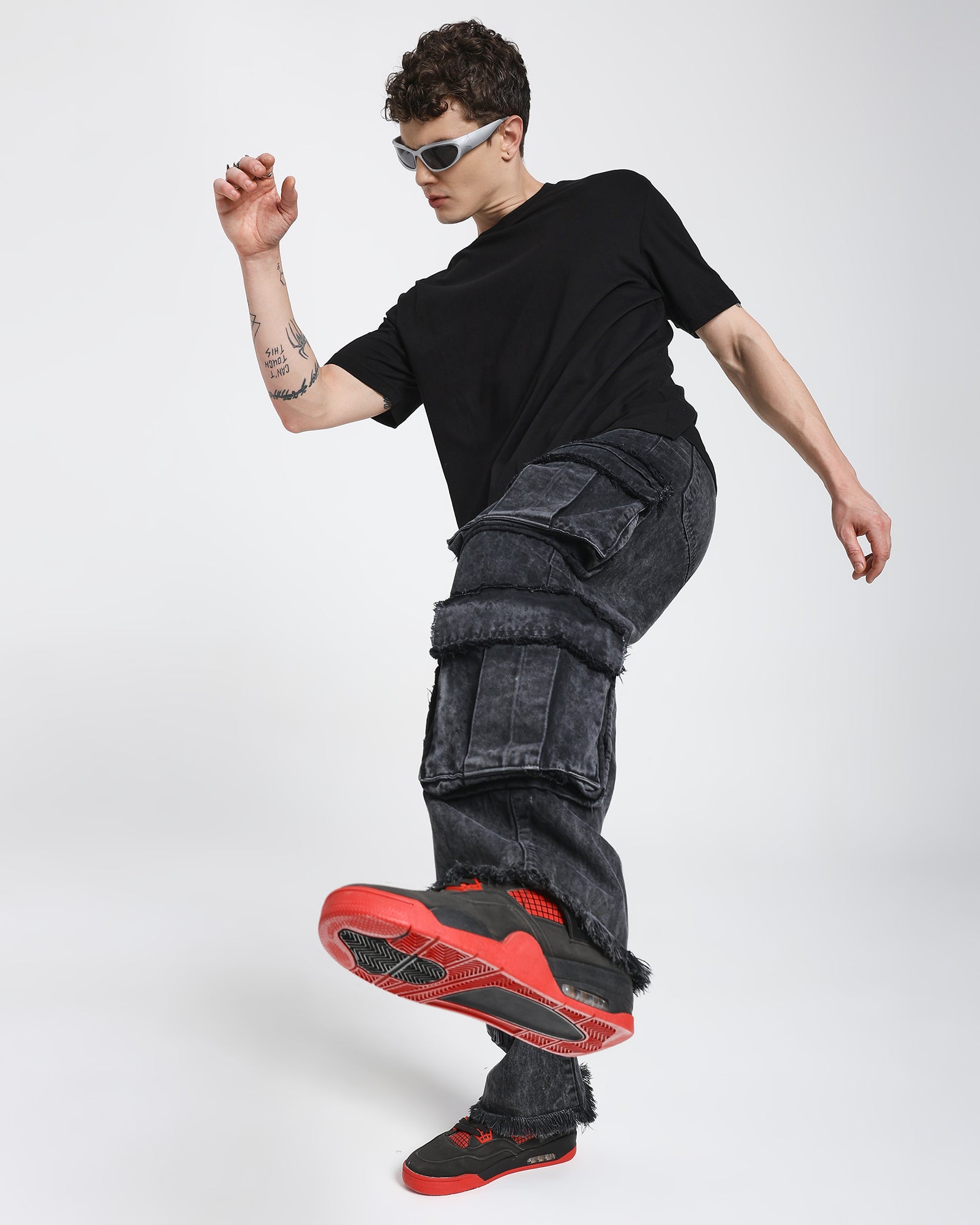 Cargo jeans-Charcoal Black