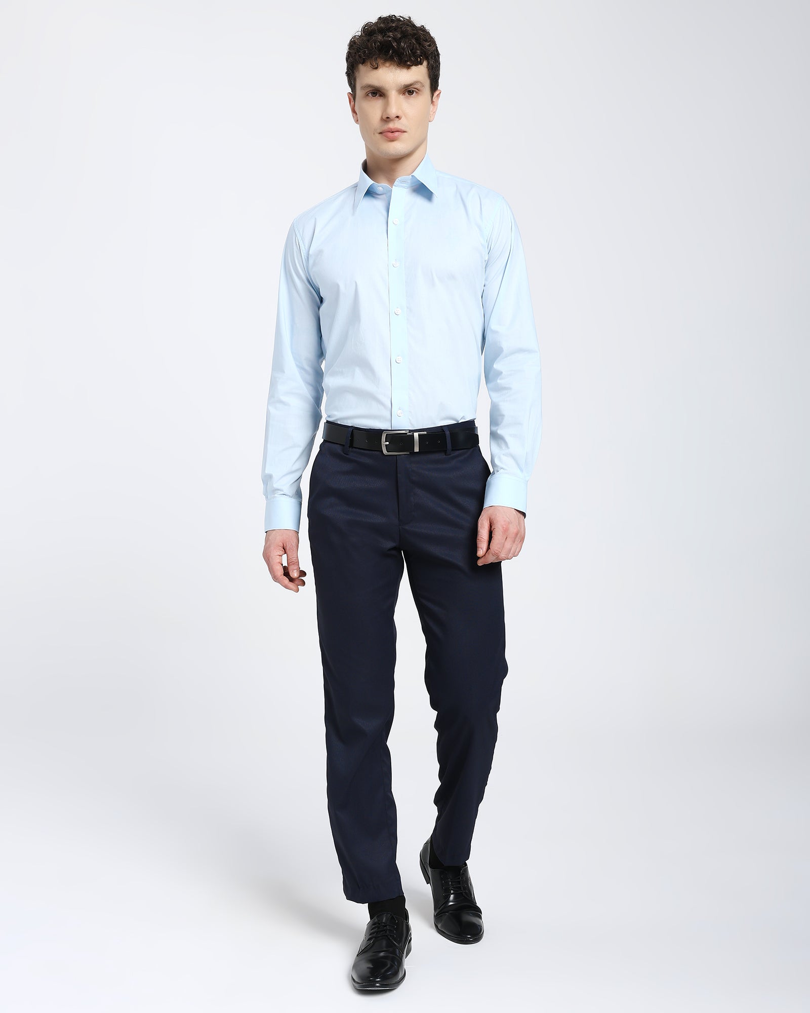 straight collar shirt-Sky Blue