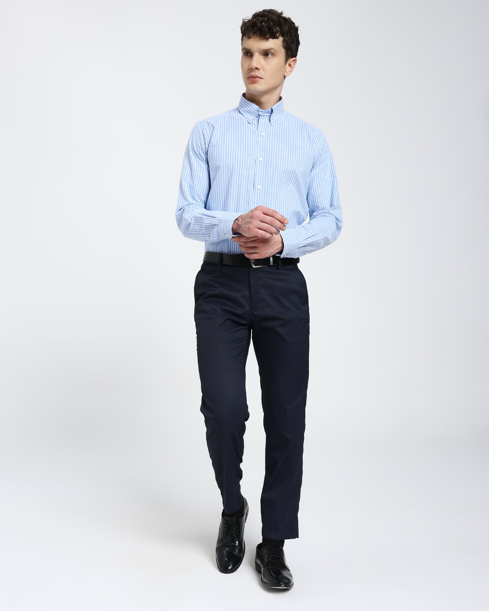Striped Oxford Shirt-Light Blue
