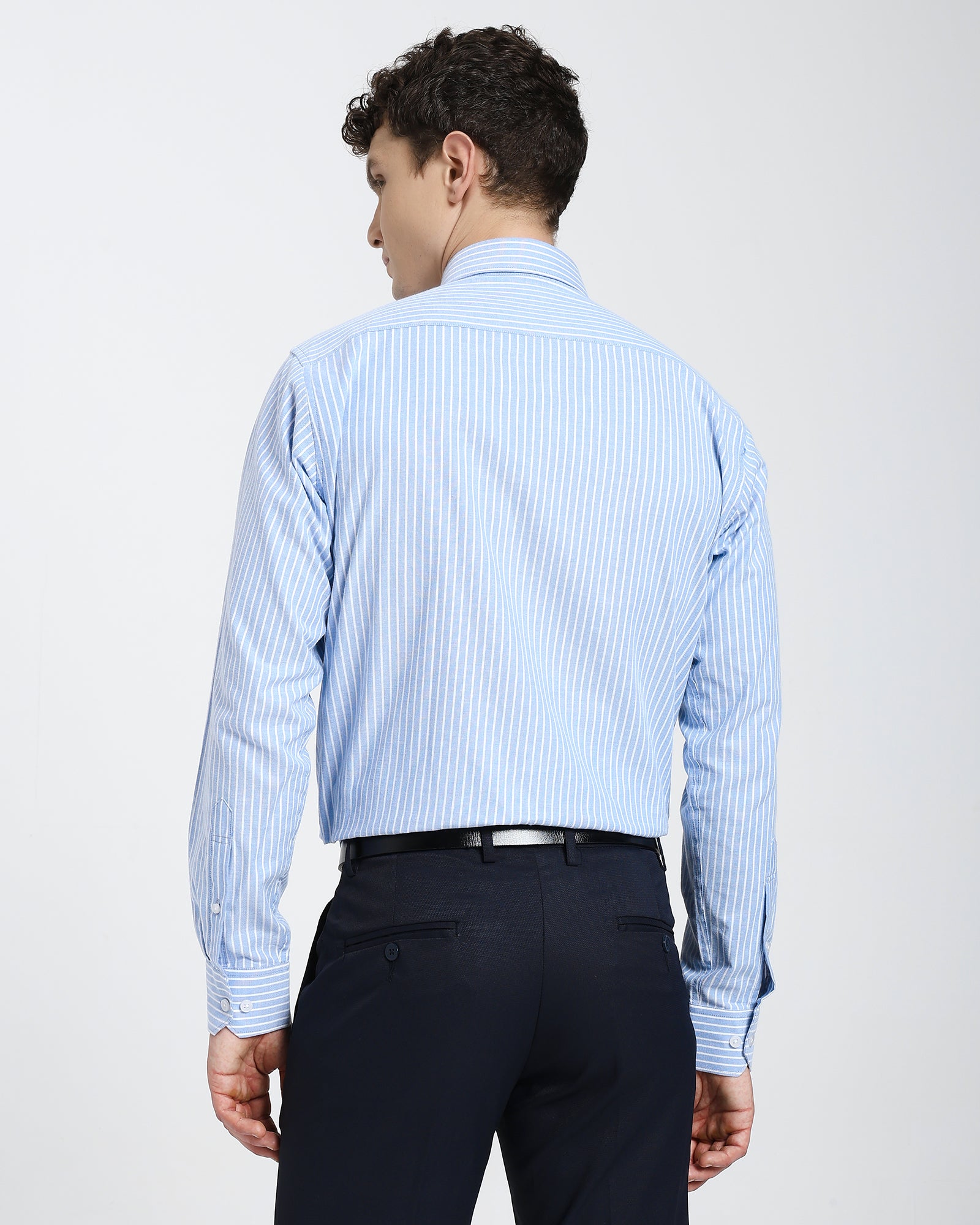 Striped Oxford Shirt-Light Blue
