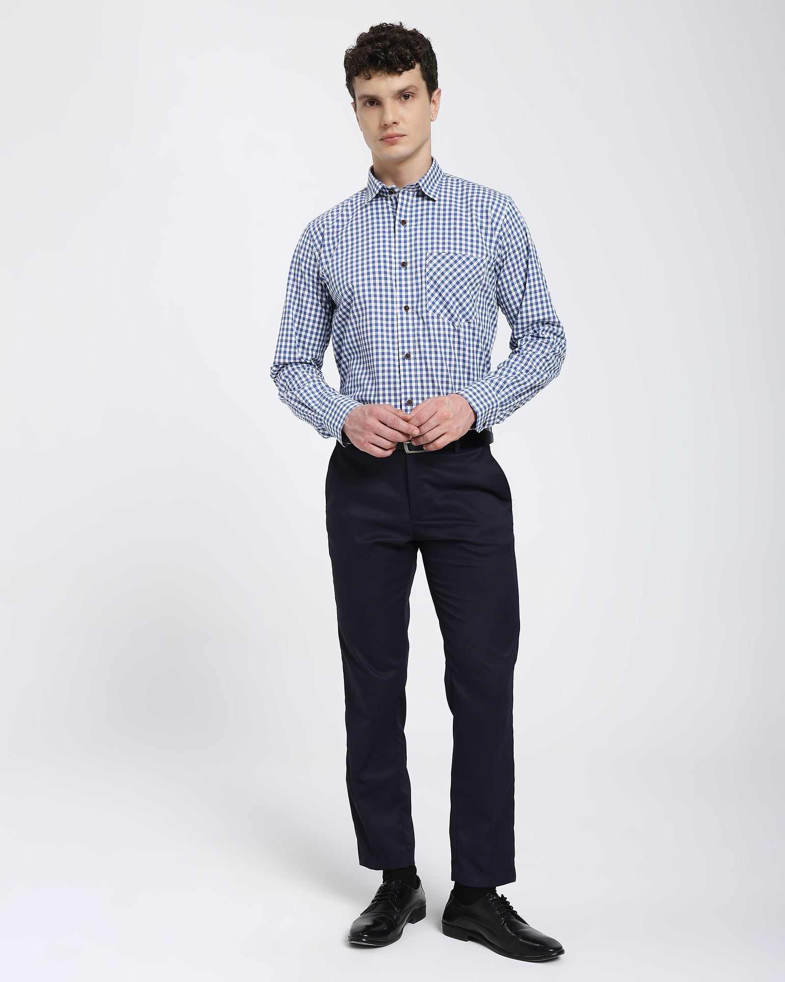 Checkered Shirt-Navy Blue