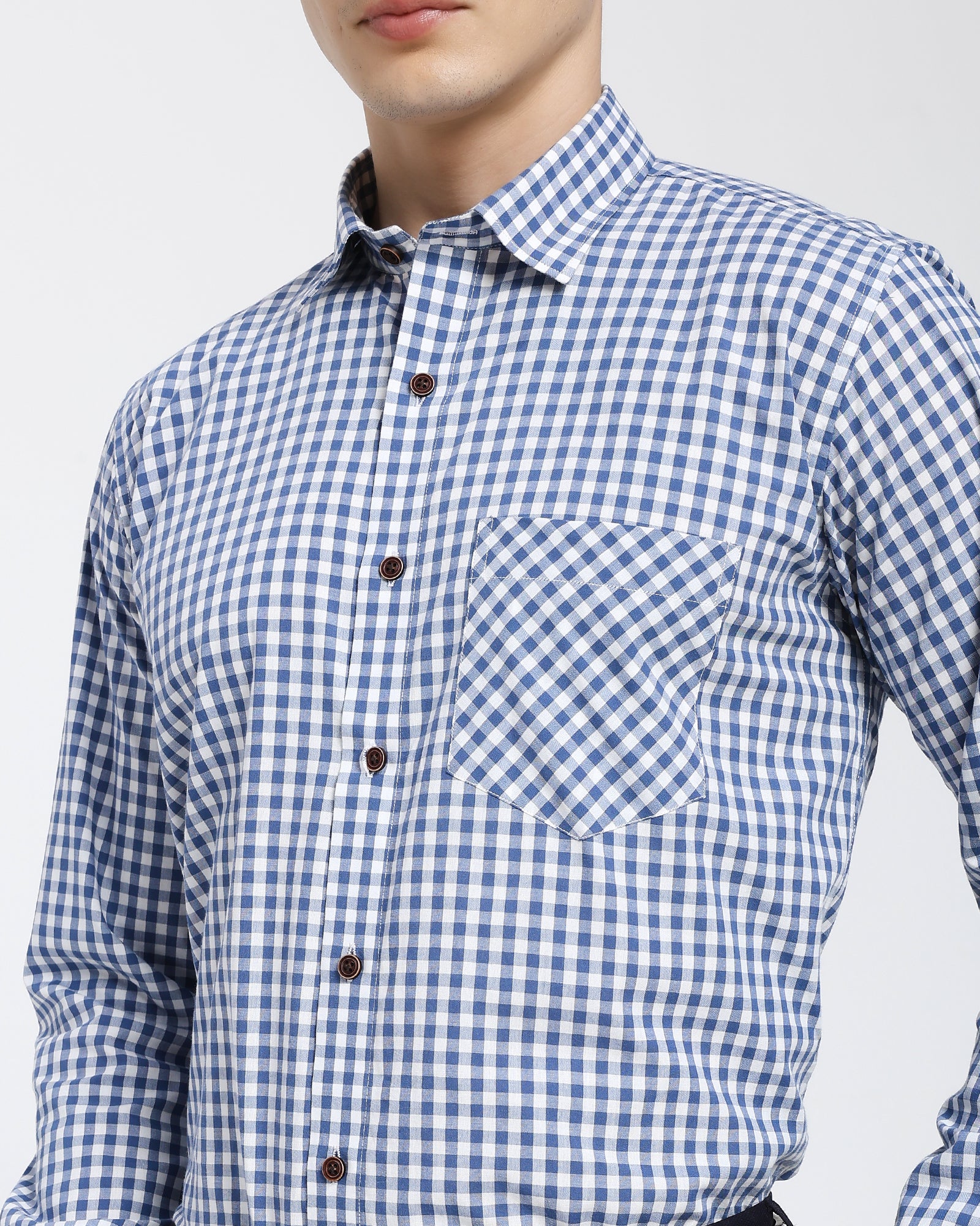 Checkered Shirt-Navy Blue