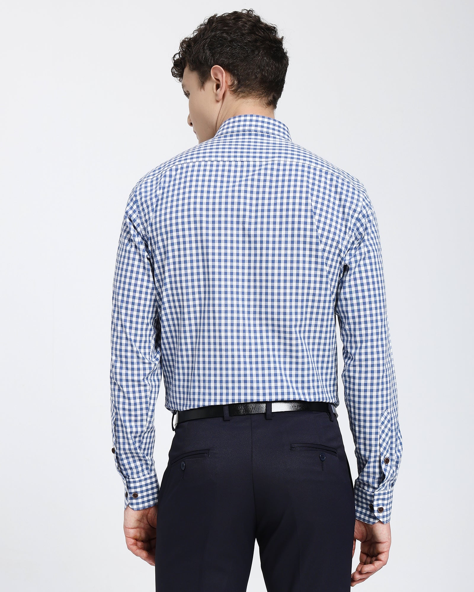 Checkered Shirt-Navy Blue