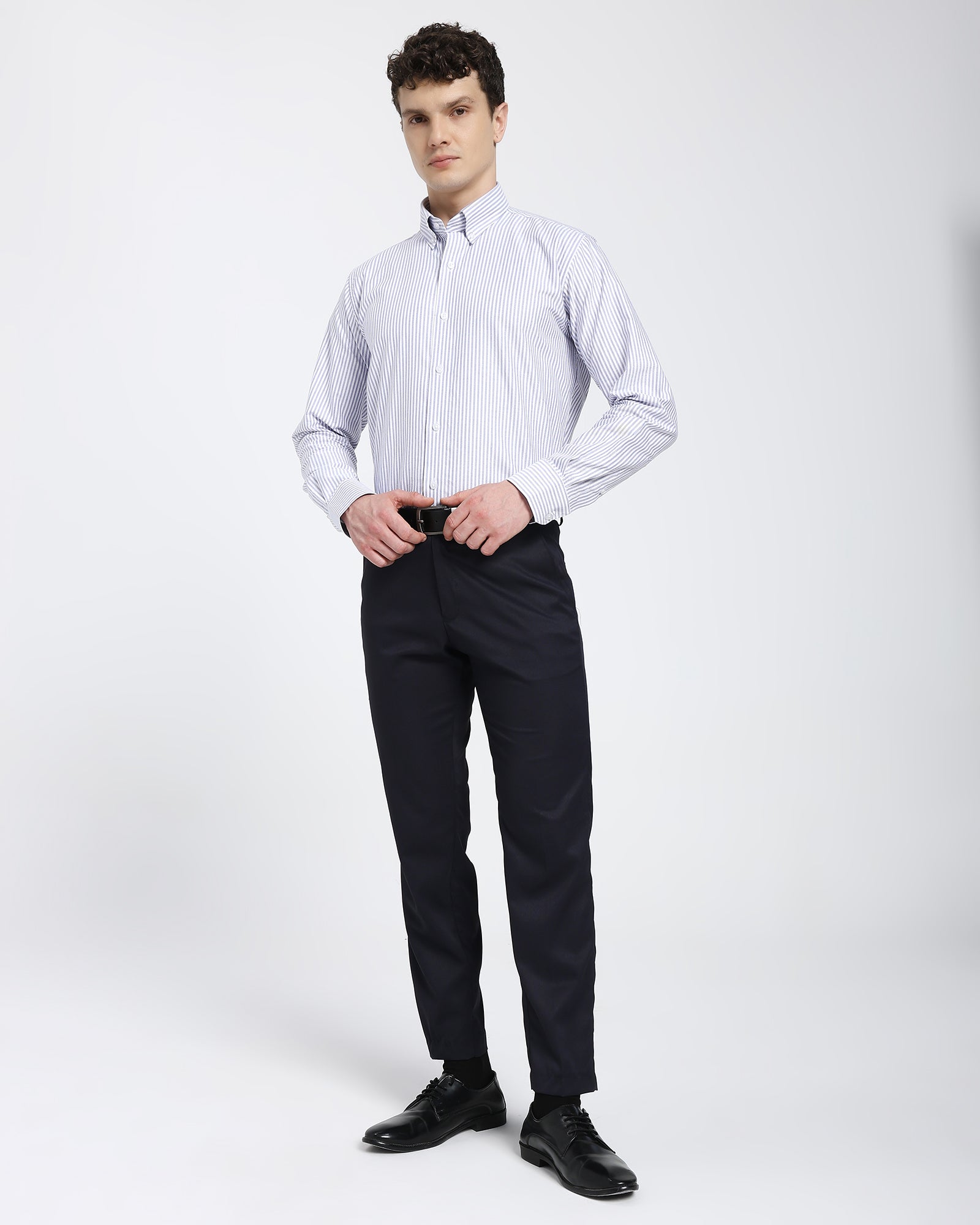 Striped Oxford Shirt-Purple