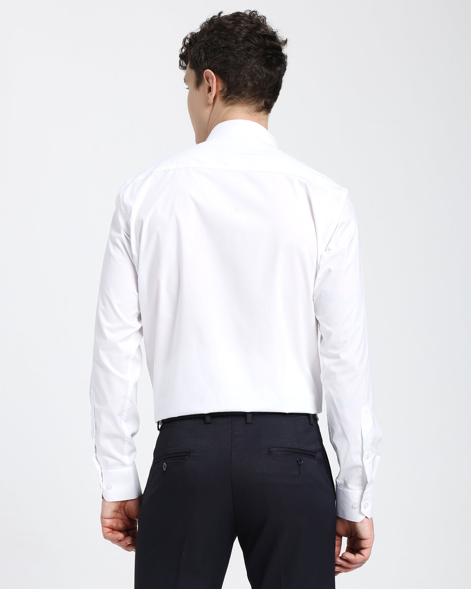 straight collar shirt-White