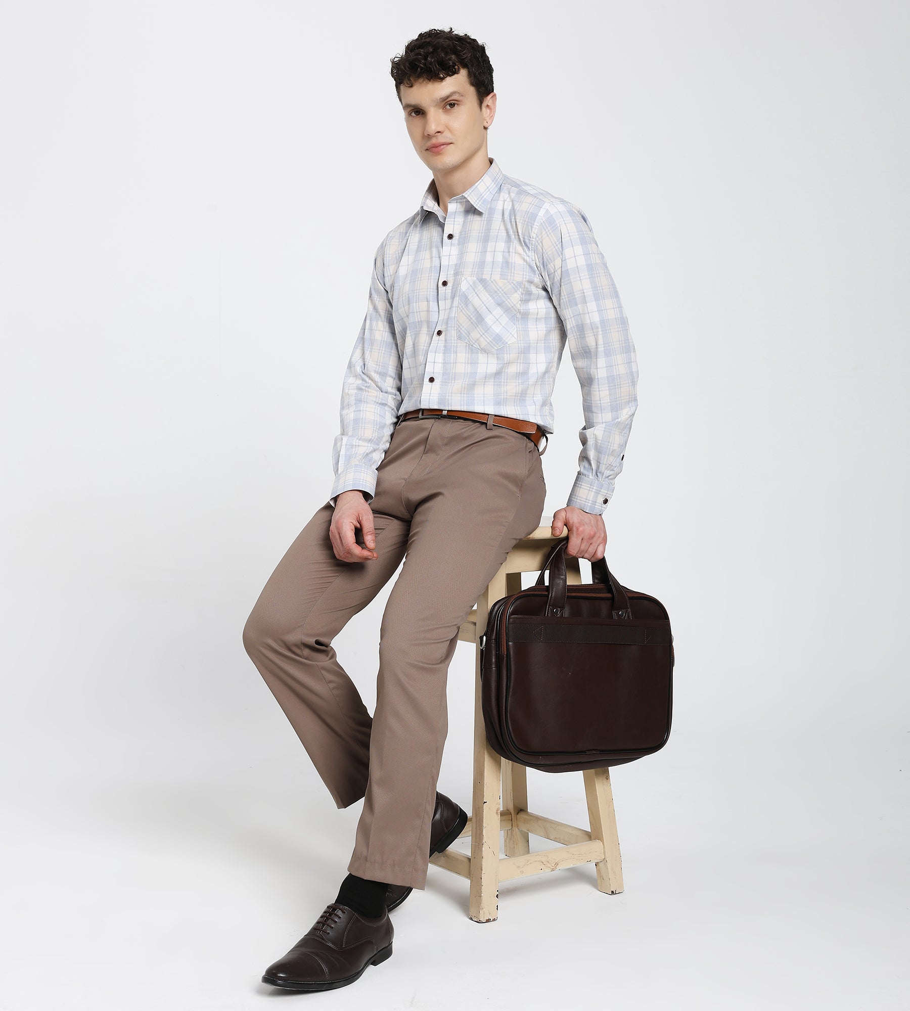 Checkered Shirt-Light Blue