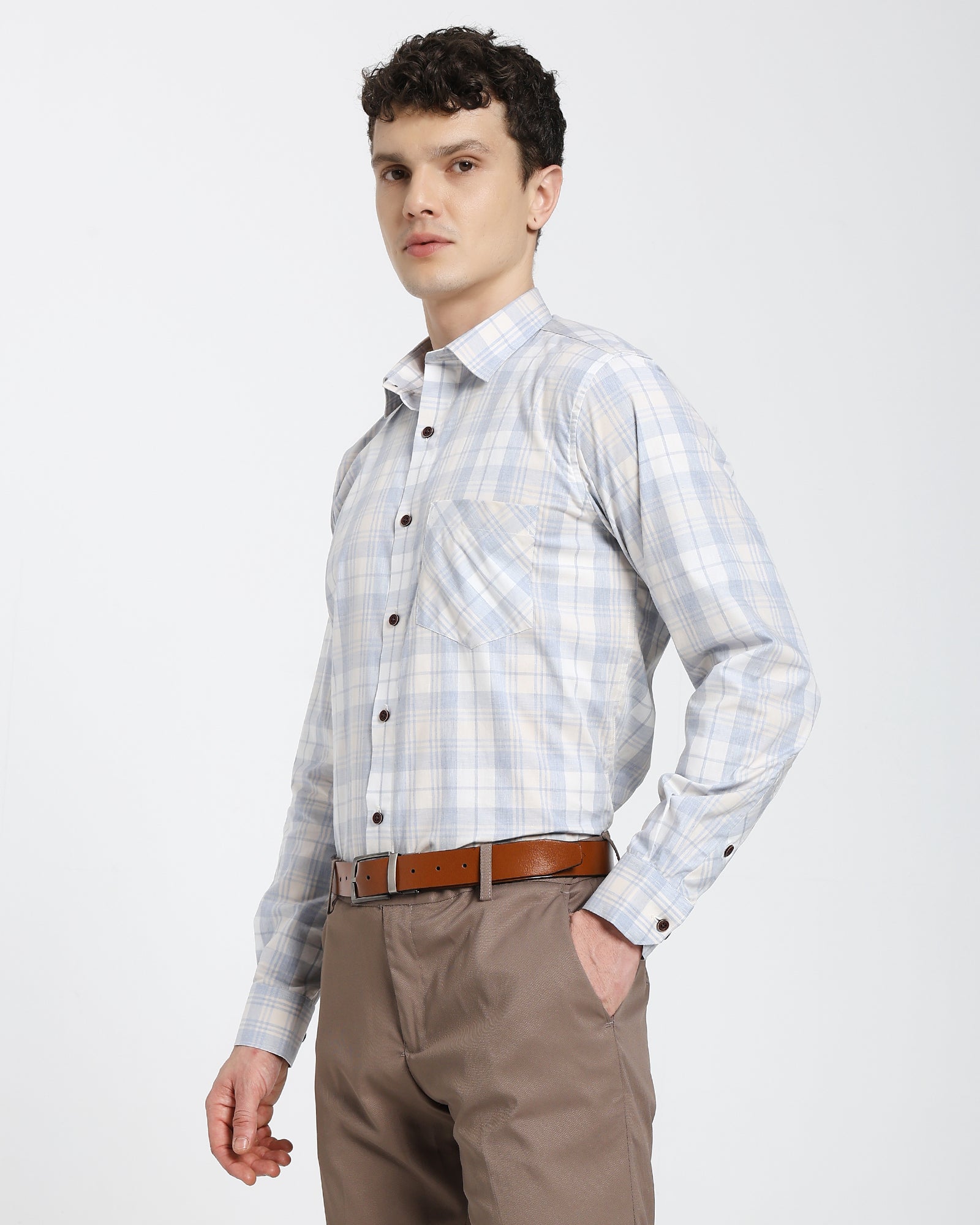 Checkered Shirt-Light Blue