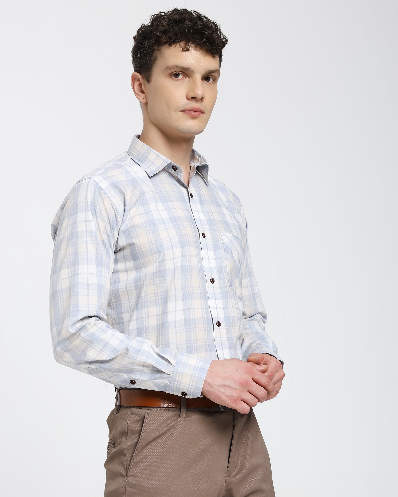 Checkered Shirt-Light Blue