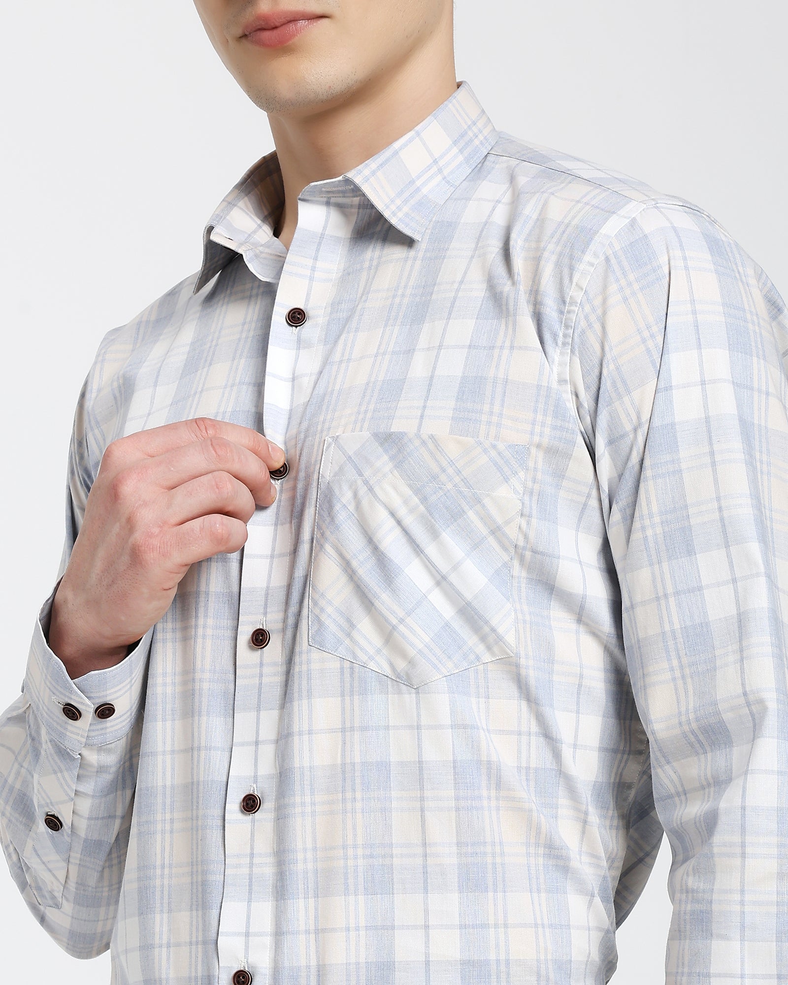 Checkered Shirt-Light Blue