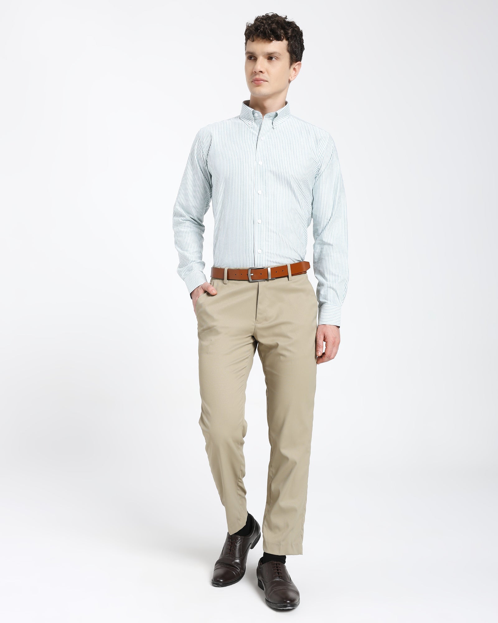 Striped Oxford Shirt-Green