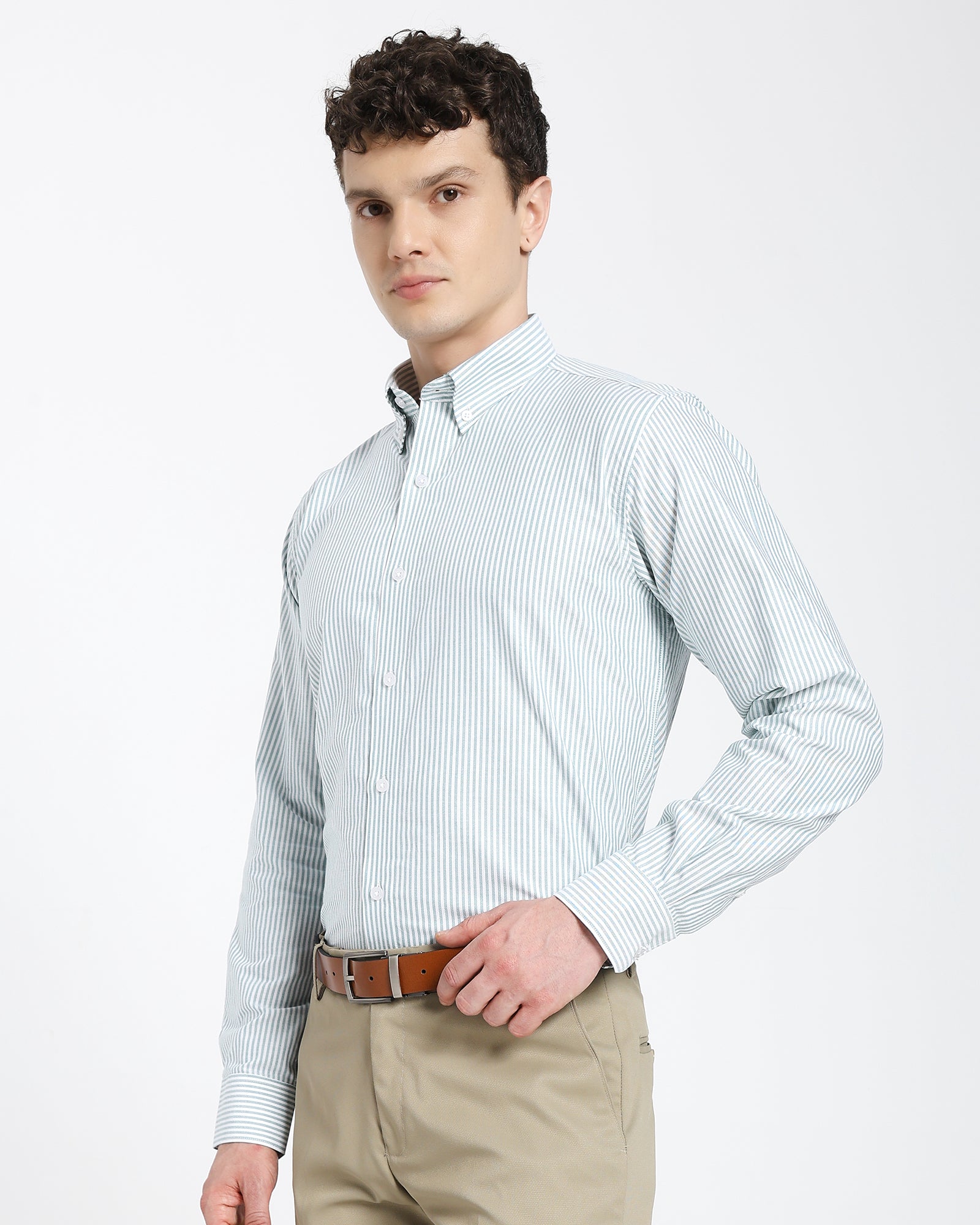 Striped Oxford Shirt-Green