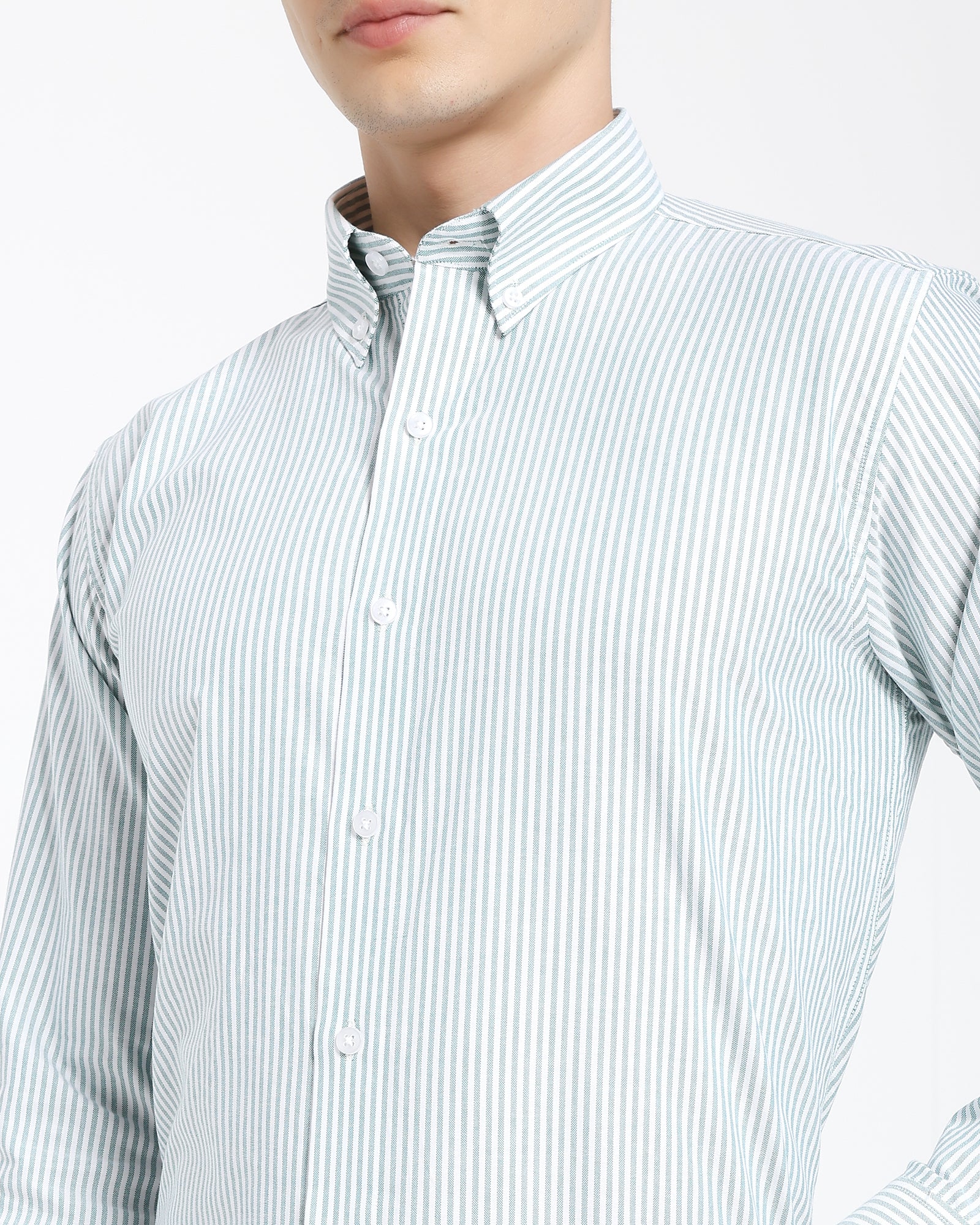 Striped Oxford Shirt-Green