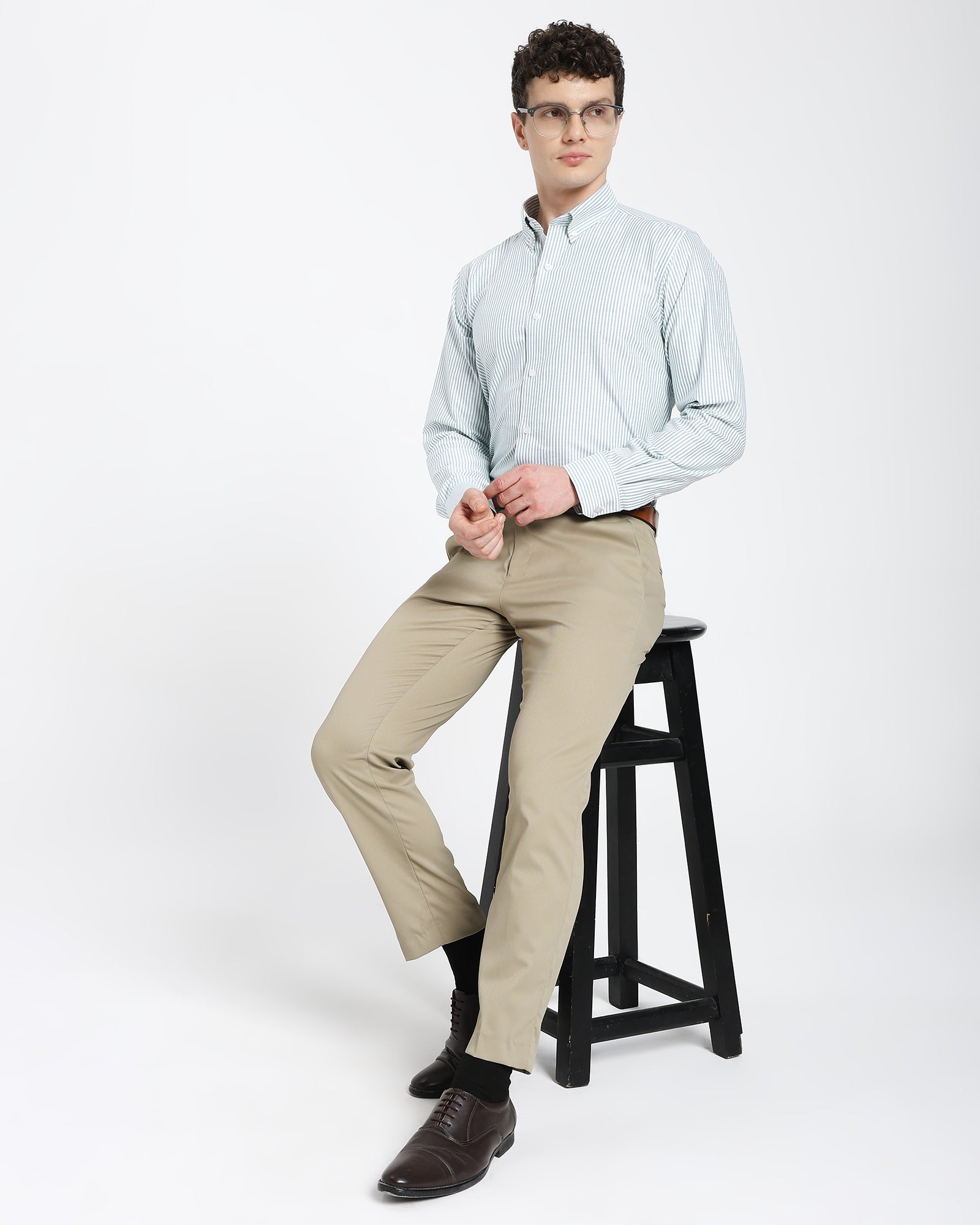 Striped Oxford Shirt-Green