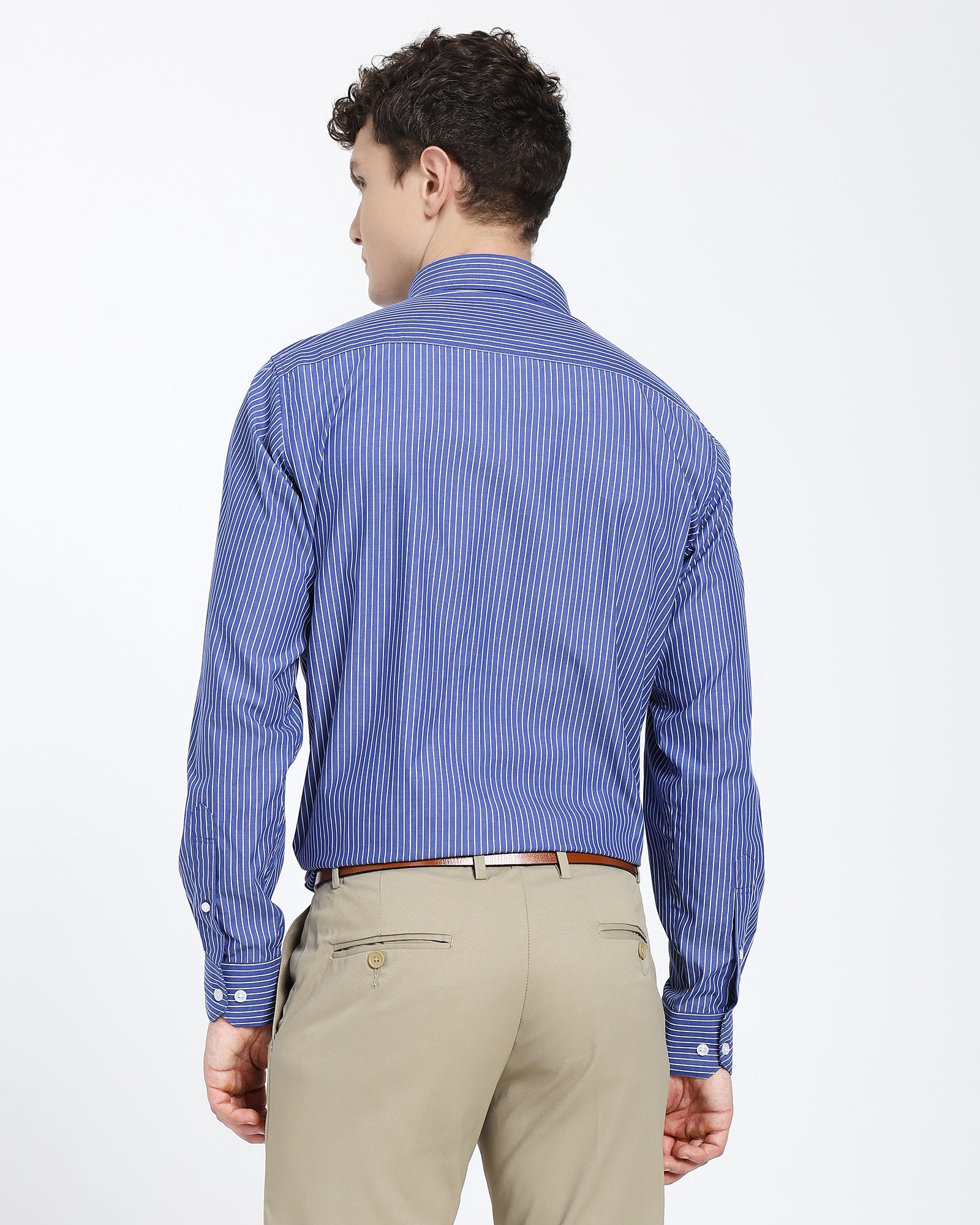 Striped Oxford Shirt-Navy Blue