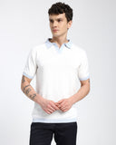 Regular Polo T-Shirt-Black T-Shirt With Light Blue Collar