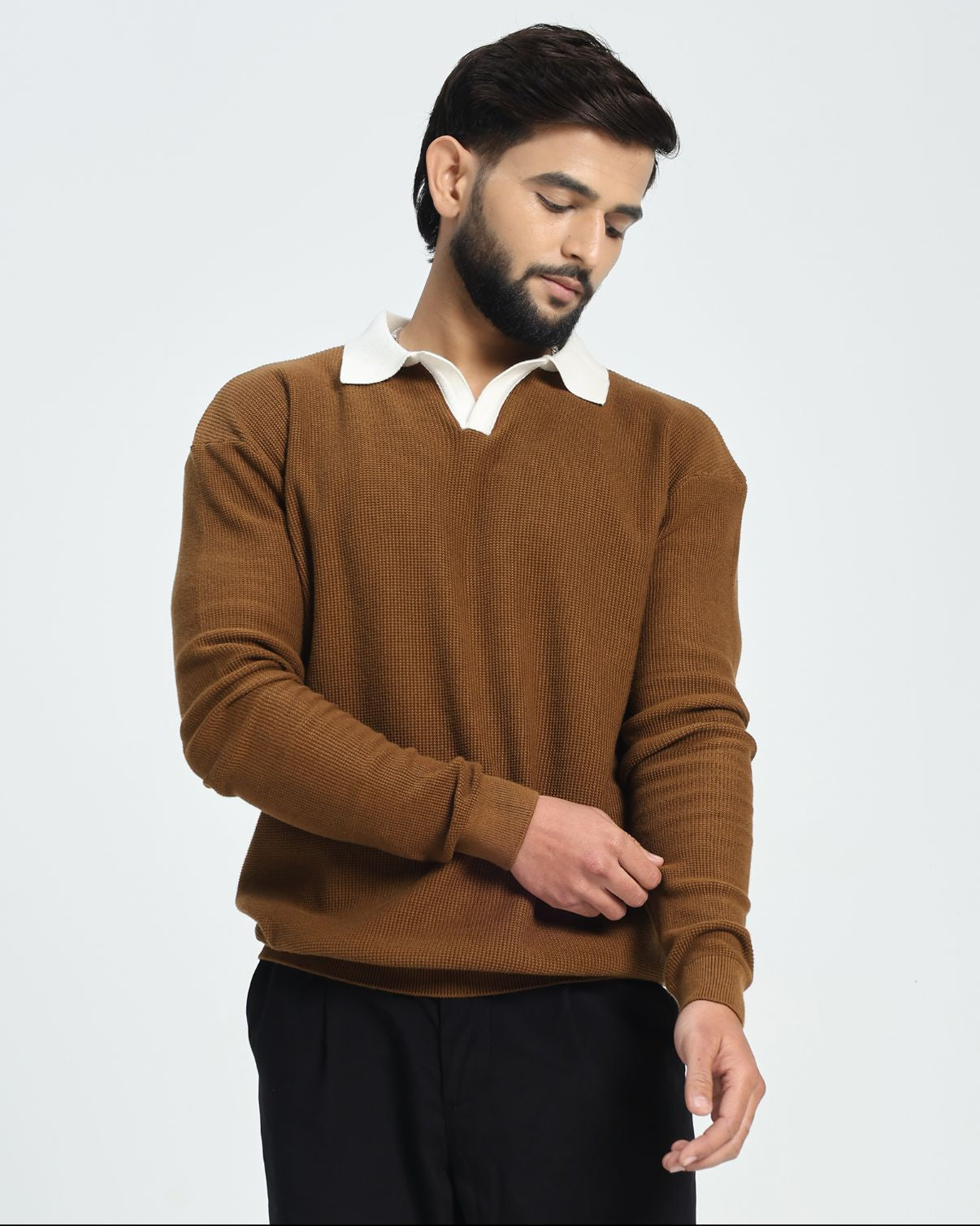 Surgelane Contrast Collar Full Sleeve Polo T-Shirt